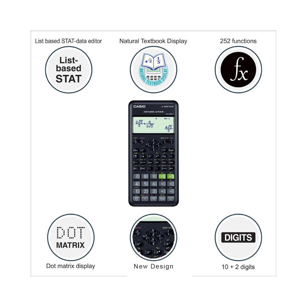 Casio Calculator FX 82ES Plus Scientific Calculator | Natural Display | Non-Programmable