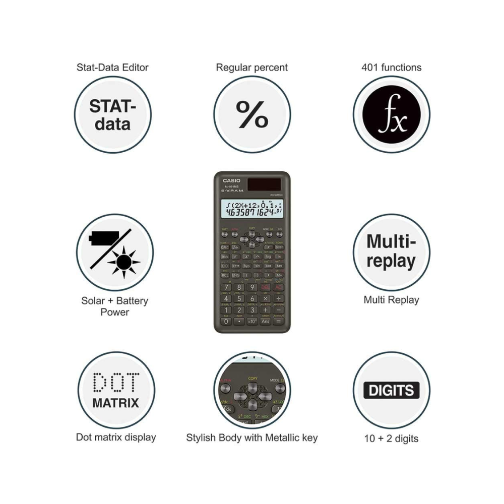 Casio FX-991MS Scientific Calculator | 2-Line Display | Non-Programmable