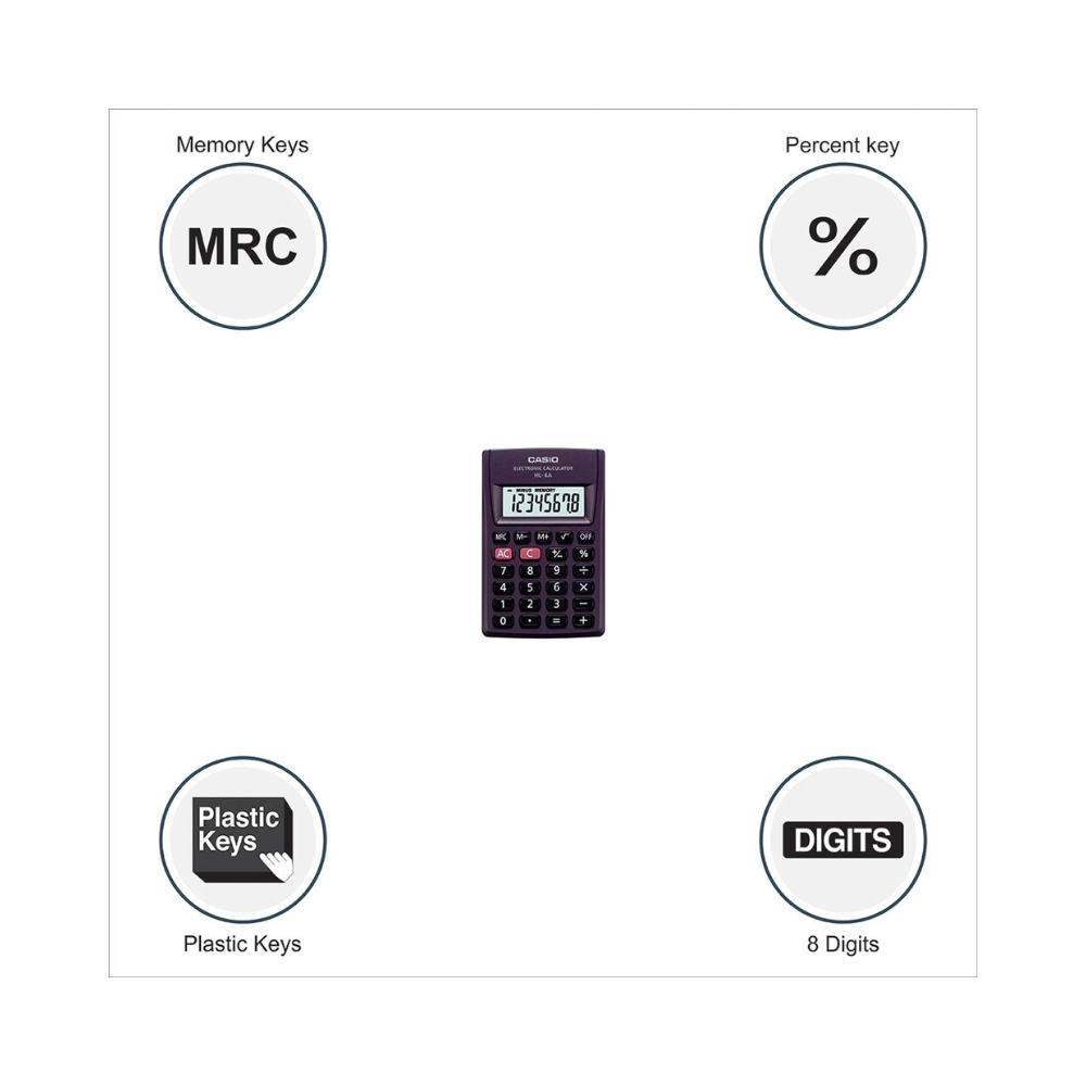 Casio HL-4A Pocket Calculator | 4-Digit | Dual Power
