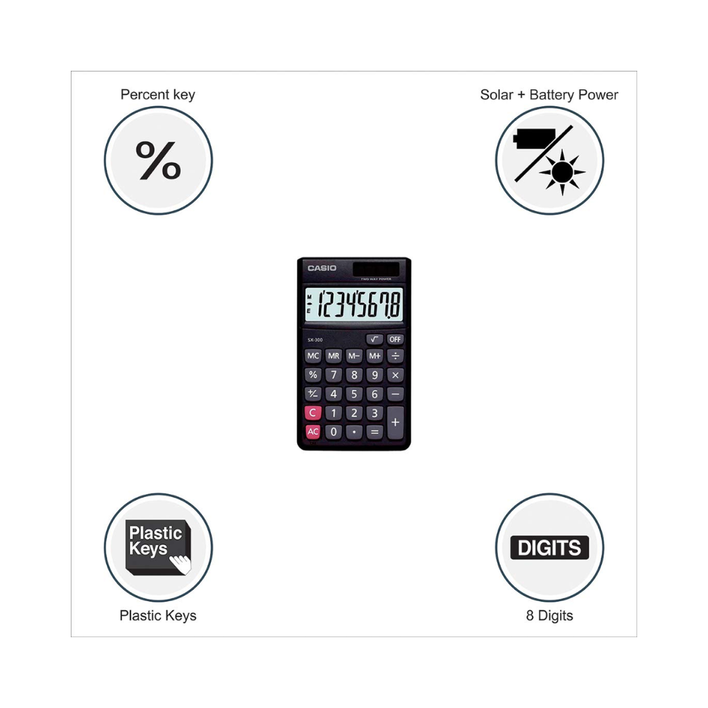 Casio SX-300 Desktop Calculator | 12-Digit | Dual Power