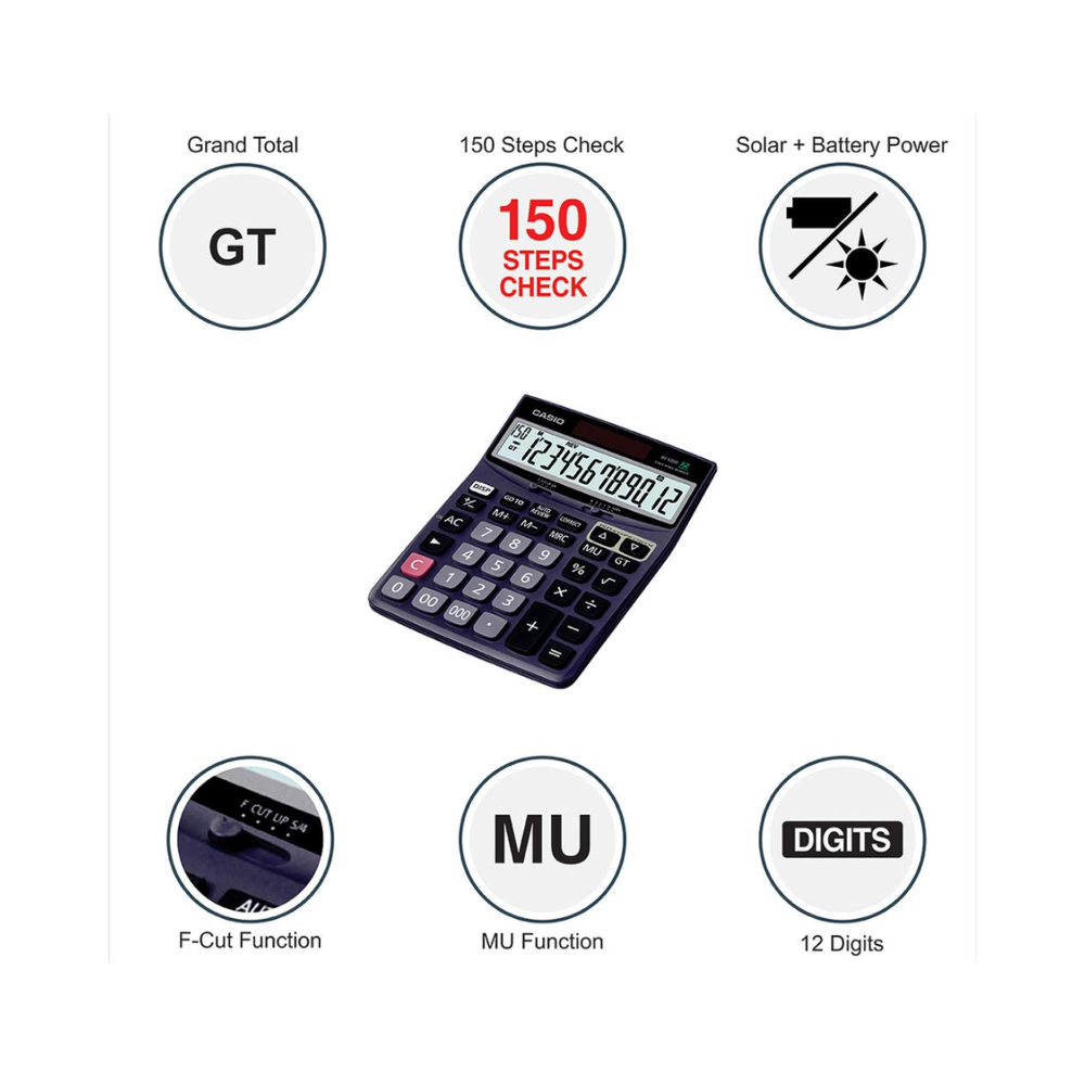 Casio DJ-120D Desktop Calculator | 12-Digit Dual Power