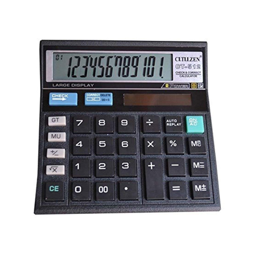 Citizen CT 512 | 12 Digit Desktop Calculator | Dual Power | Large Display